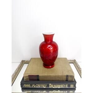 Vintage Avon 1981 Spring Bouquet Fragranced Vase Oriental Red 6.5"